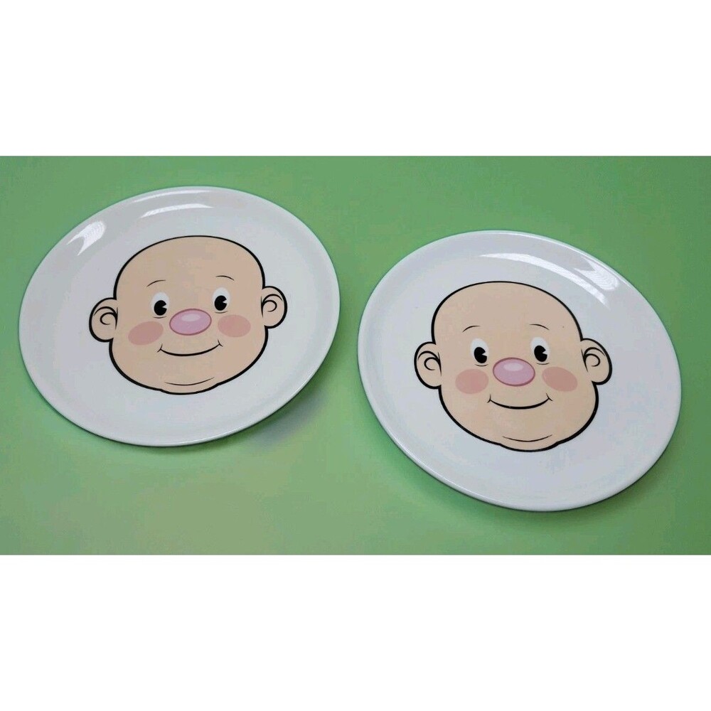 2 Fred Plays with His Food Plate Funny Face Design 8 1/2 Dinner Plates Novelty